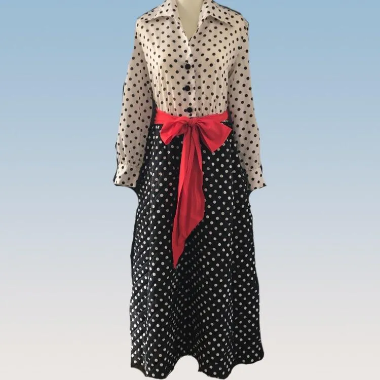 Vintage Polka Dot Rockabilly Lounge Gown for Saks Fifth Avenue.