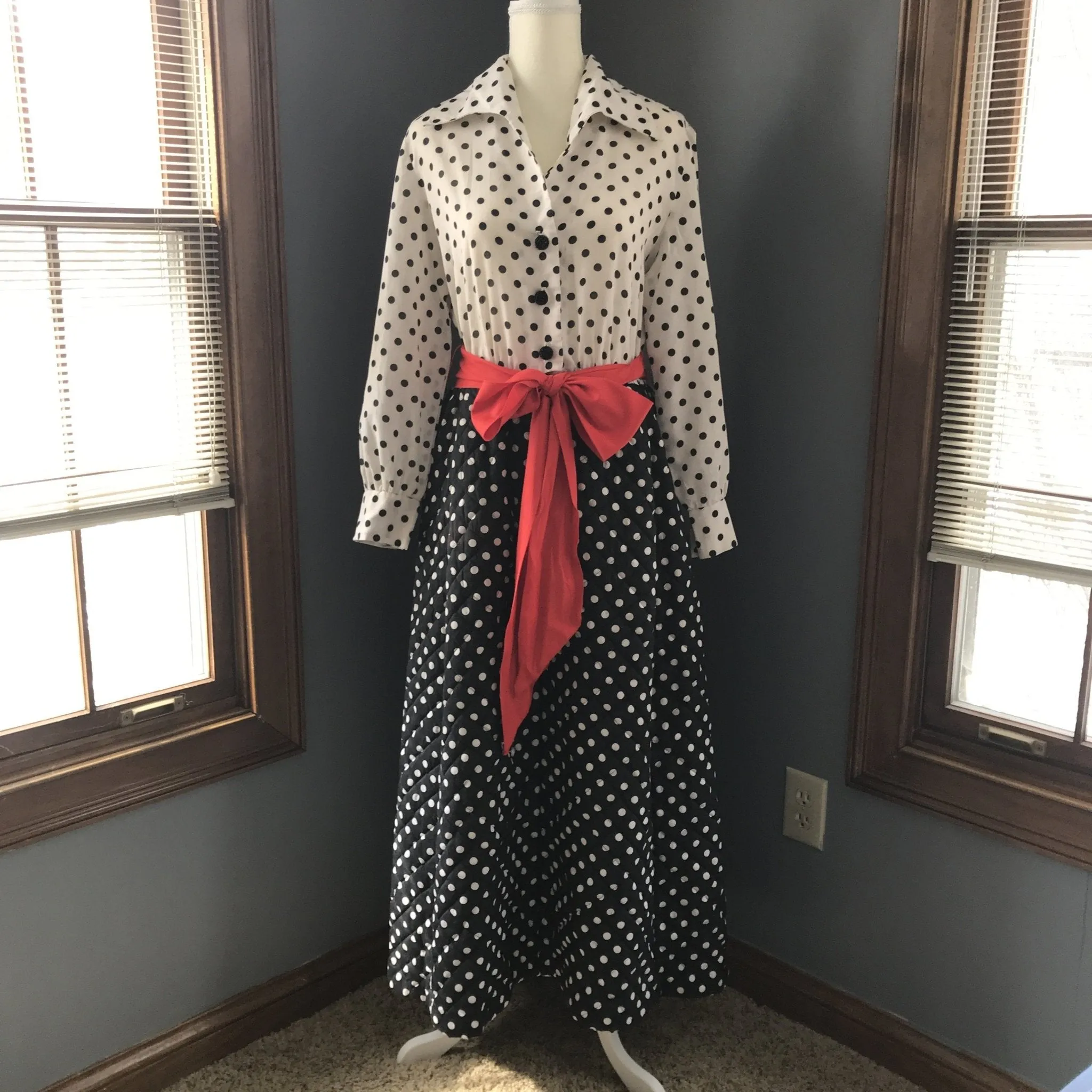 Vintage Polka Dot Rockabilly Lounge Gown for Saks Fifth Avenue.