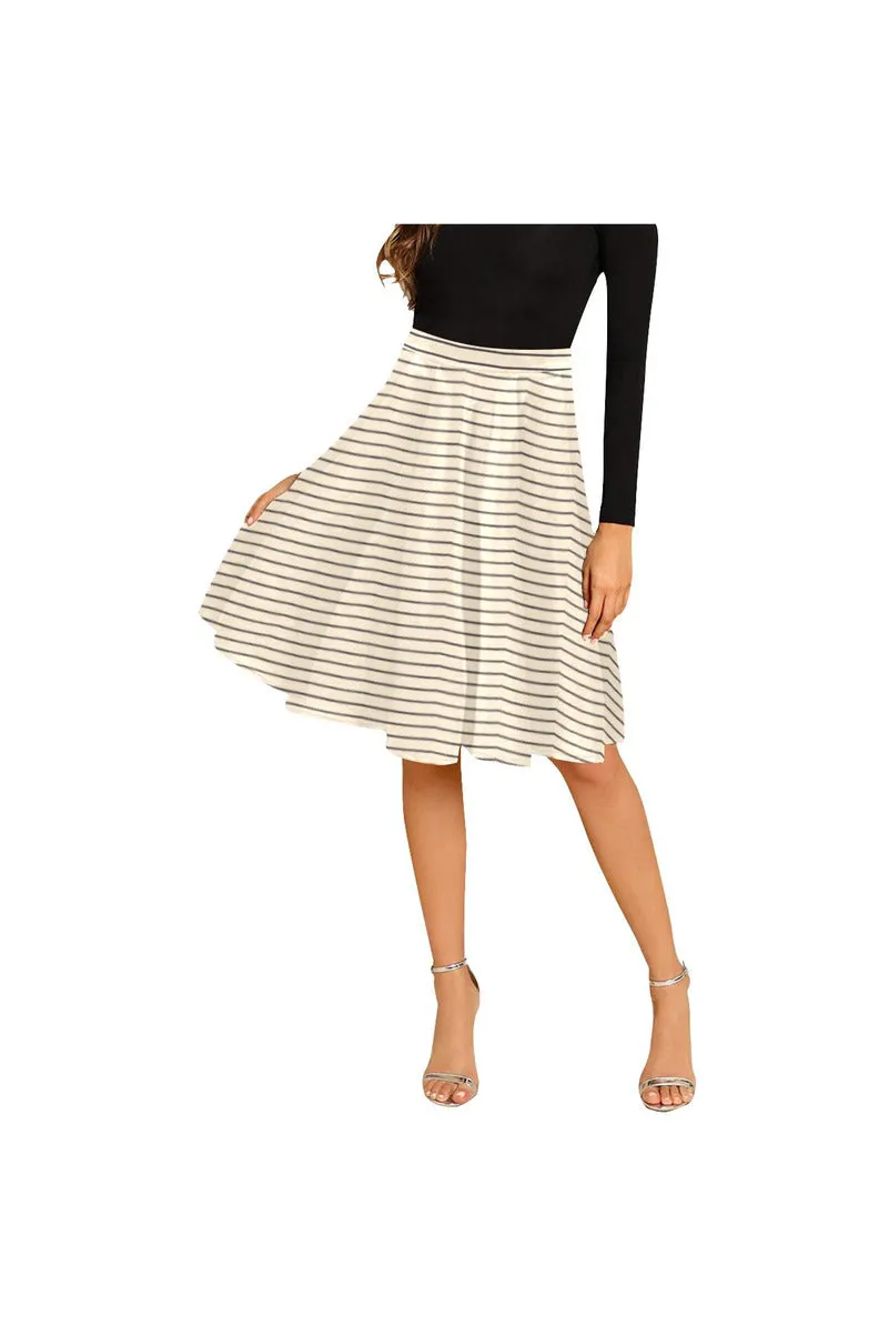 Wheat Striped Melete Pleated Midi Skirt