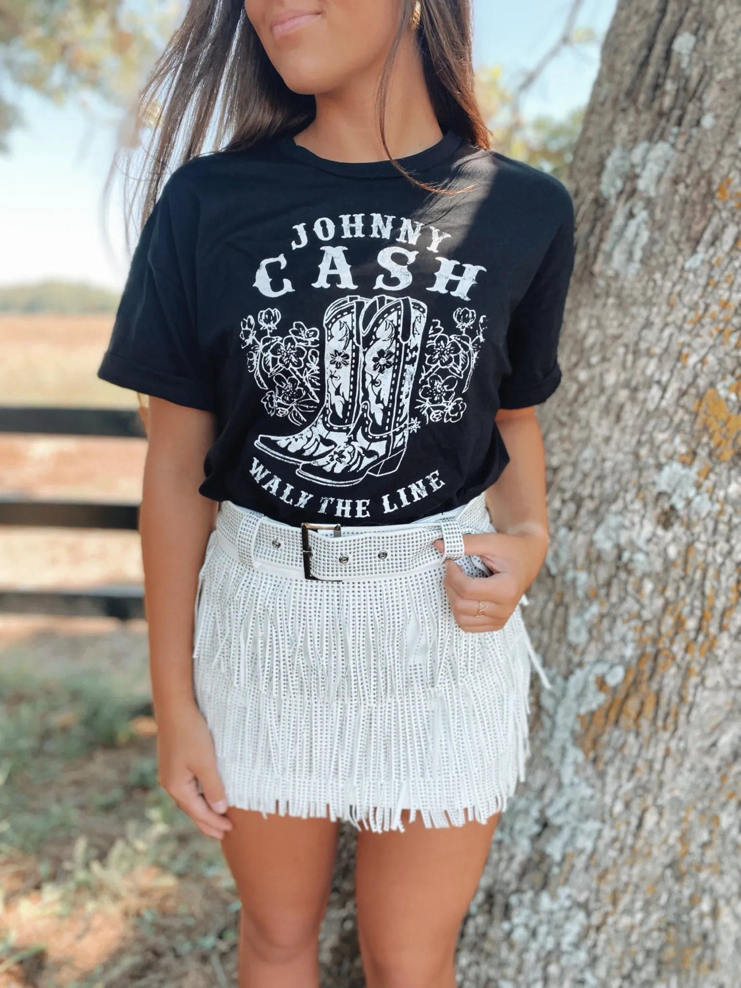 White Fringe Skirt