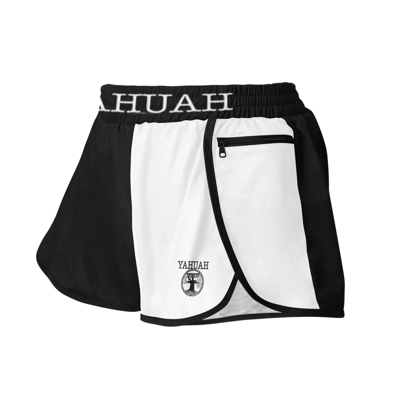 Yahuah-Tree of Life 02-06 Yin Yang Ladies Designer Sports Shorts