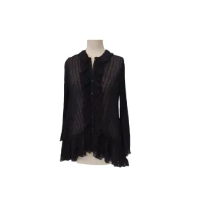 ZARA Black Frill Sheer Pleated Button-down Blouse | Pre loved |