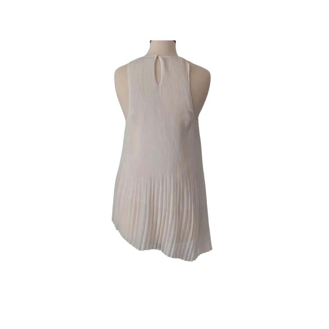 ZARA Cream Semi Sheer Pleated Long Top | Gently used |