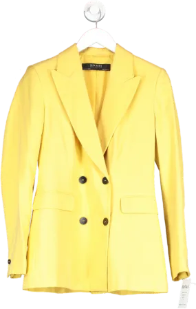 ZARA Womens Yellow Double Breasted Blazer - Size UK S | Stylish and Chic Outerwear